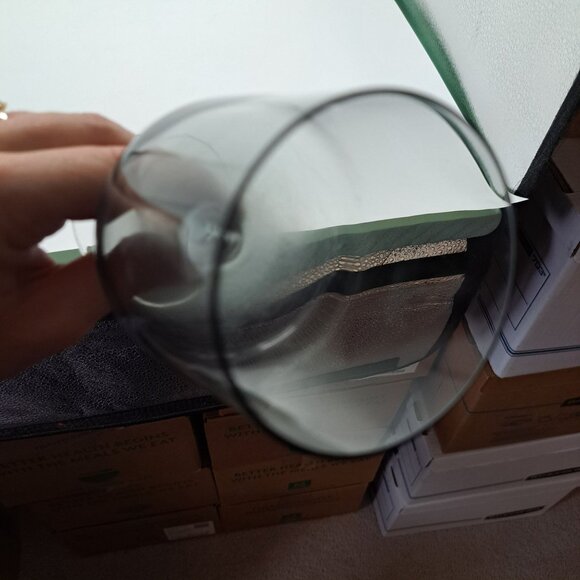 Serenity Gray Smoke Glass Wine Goblet With Clear Stemware - Picture 6 of 11